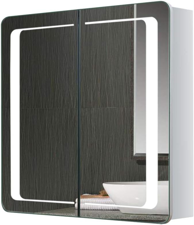 Warmiehomy Modern LED Illuminated Bathroom Mirror Wall Mounted