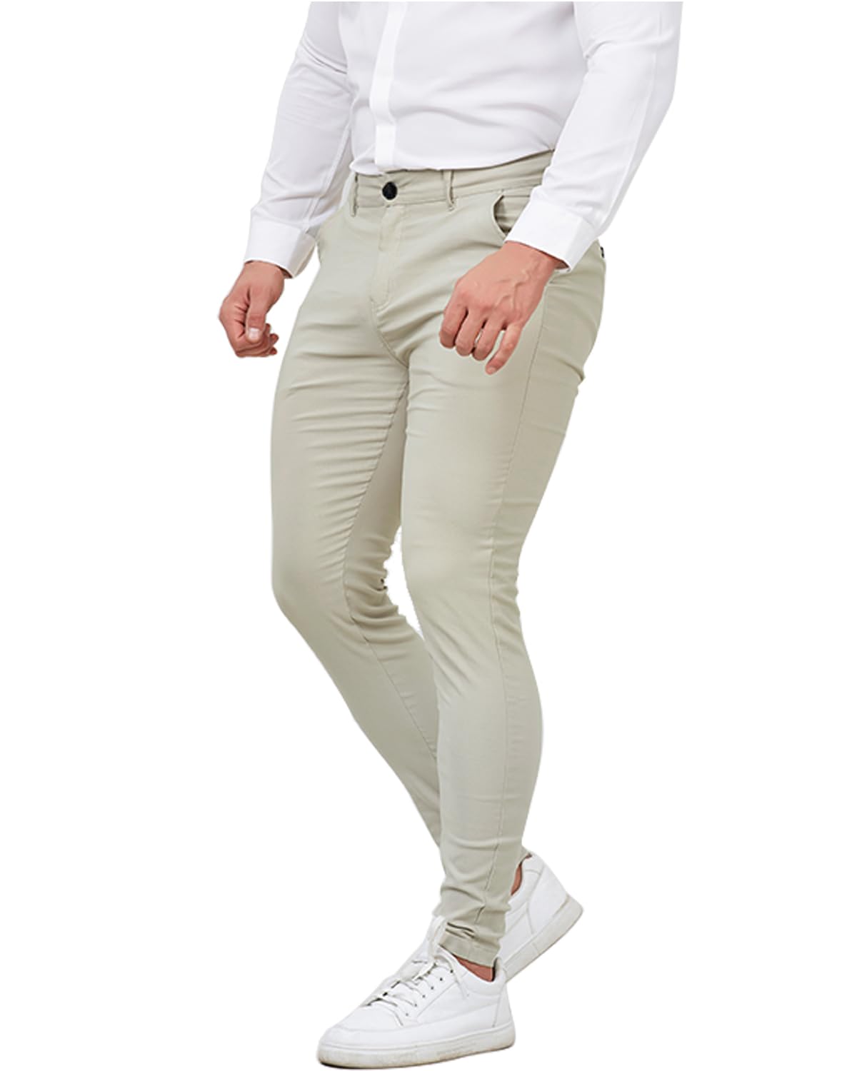ALLELMS Mens Chinos Slim Fit Stretch Flat-Front Skinny Dress Pants