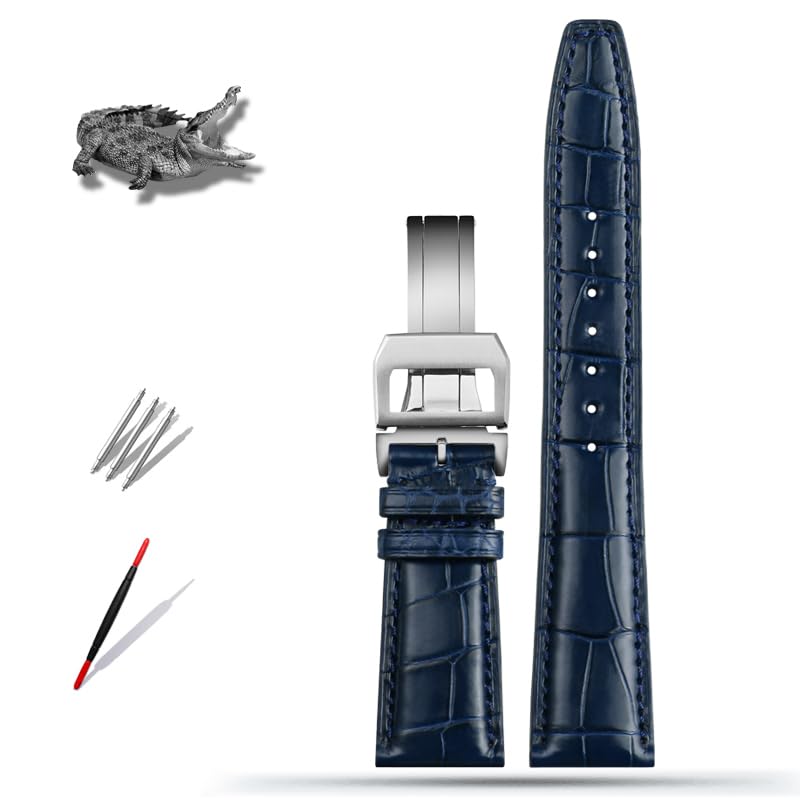 20mm 21mm 22mm Pelle di coccodrillo Cinturino di ricambio per IWC Portugieser Porotfino Famiglia PILOT'S Orologi Cinturino Fibbia pieghevole