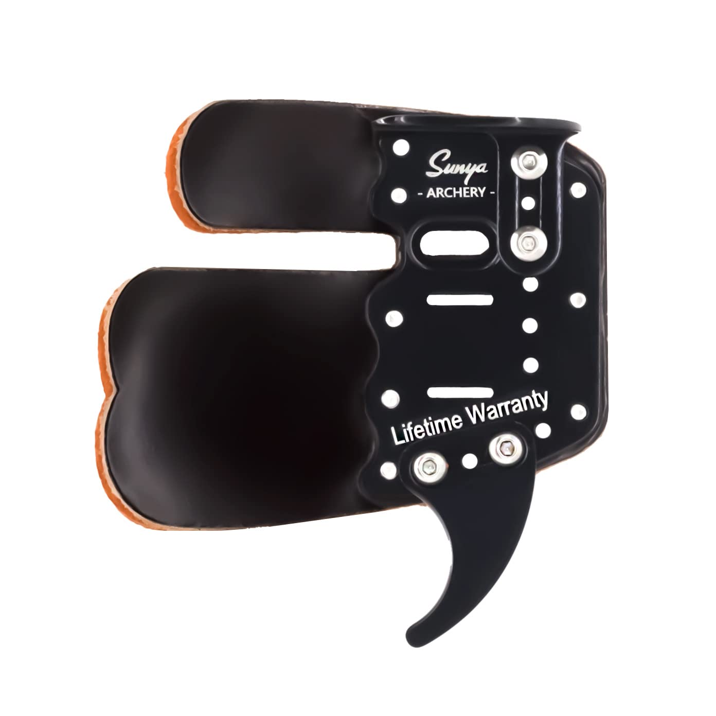 SUNYAArchery Finger Tab for Recurve Bow. Leather Finger Guard with Aluminum Plate and Adjustable Accessories