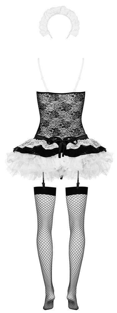 Obsessive Housemaid Sexy Costume da Cameriera Francese di 5 Pezzi