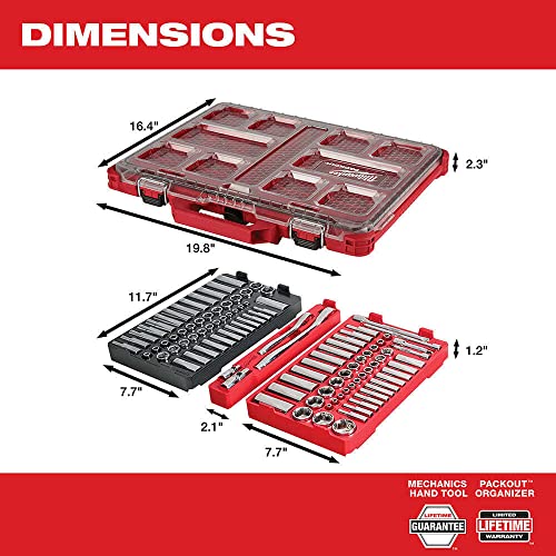 Milwaukee 3/8 In. And 1/4 In. Drive Sae/Metric Ratchet And Socket Mechanics Tool Set With Packout Case (106-Piece) + Accessory #TOP5