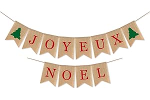 JOYEUX NOEL Banner, Christmas Burlap Banner