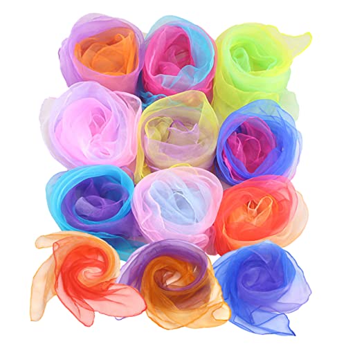 24pcs Soft Gauze Small Scarves Juggling Dance Scarves for Boys and Girls Girls Performance Random Color