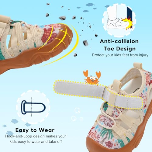 Image of JOINFREE Toddler Boys Girls Water Shoes Breathable Qucik Dry Sport Beach Sandals Lightweight Barefoot Flexible