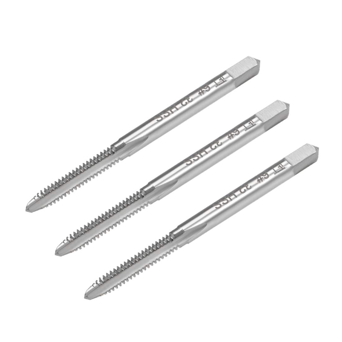 uxcell Machine Tap #6-32 UNC Thread 2B Class 3 Flutes High Speed Steel Screw Threading Tap Tapping Tool 3pcs