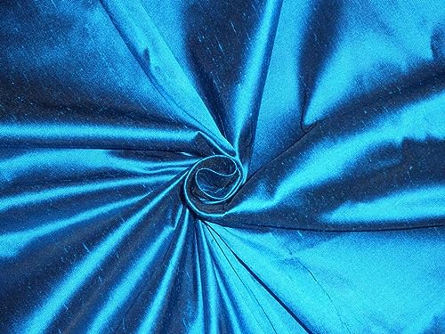 Tissu Dupioni en pure soie bleue et noire au mètre pour couture artisanale