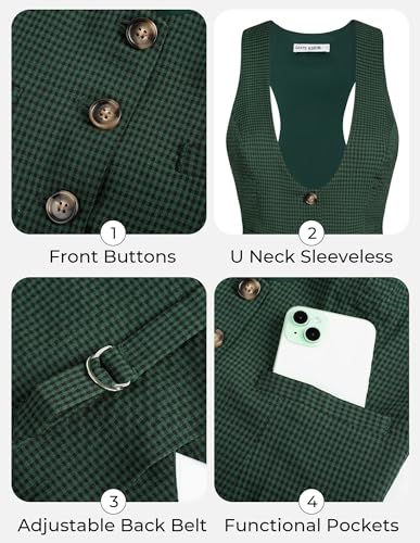 Image of GRACE KARIN Women's Suit Vest Top, Dressy Casual Sleeveless Button Waistcoat, Fromal Steampunk Blazer for Work Office