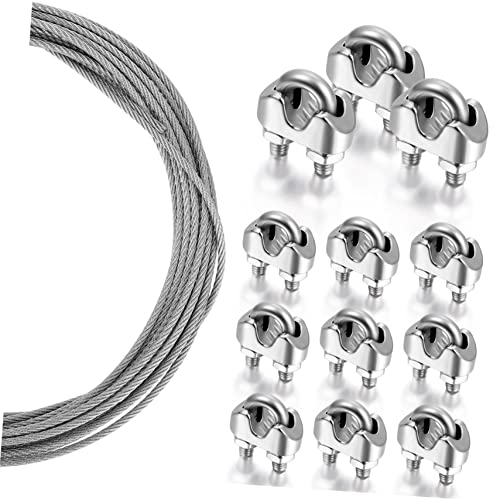 FUNOMOCYA 1 Set M3u Type Chuck Fastener Clamps Wire Rope Cable Tension Wire Fence Kit Tension Wire with Clips Wire Kit Stainless Steels Wires Tinsel Kit Cable Clip M3u Chuck: Stainless Steel