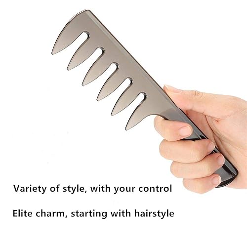 Miniatura 7 de Peine de dientes extra anchos QIANBEIY Salon de 2 piezas, peine de dientes grandes, peine desenredante para hombre, peine profesional para mujer,