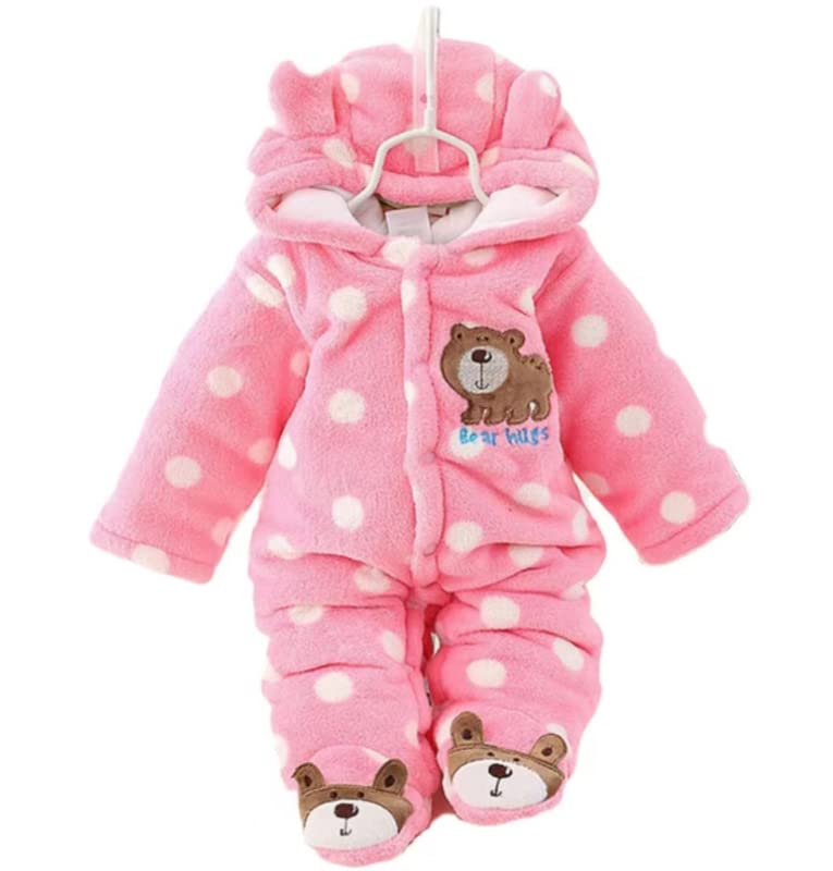 Image of Ilyboz Baby Snowsuit Cute Cartoon Bear Newborn Jumpsuit Bunting Suit Baby Boy Girl Hooded Thicken Baby Winter Coat