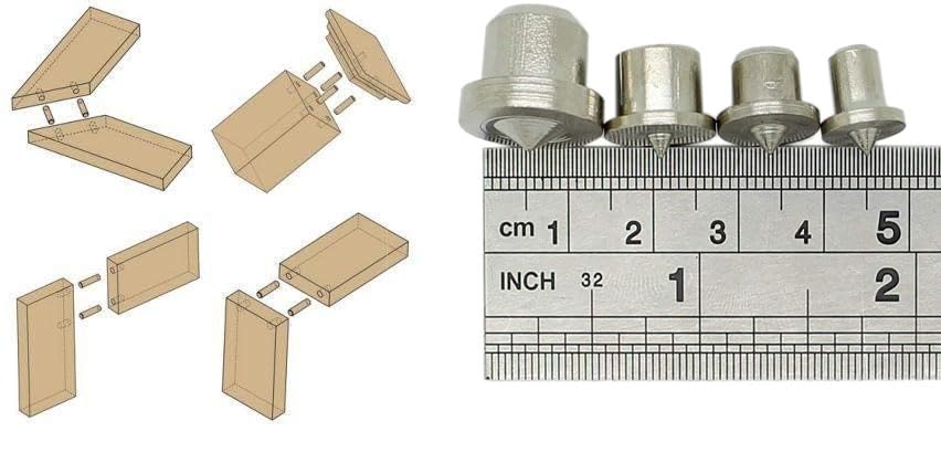DIY Crafts 4 Pieces Dowel and Tenon Center Transfer Plugs Point 1/4", 5/16", 3/8" and 1/2" Set of 1 Set, 4 Pcs One Set for Wood Door Cabinet Other DIY Works (4) 1