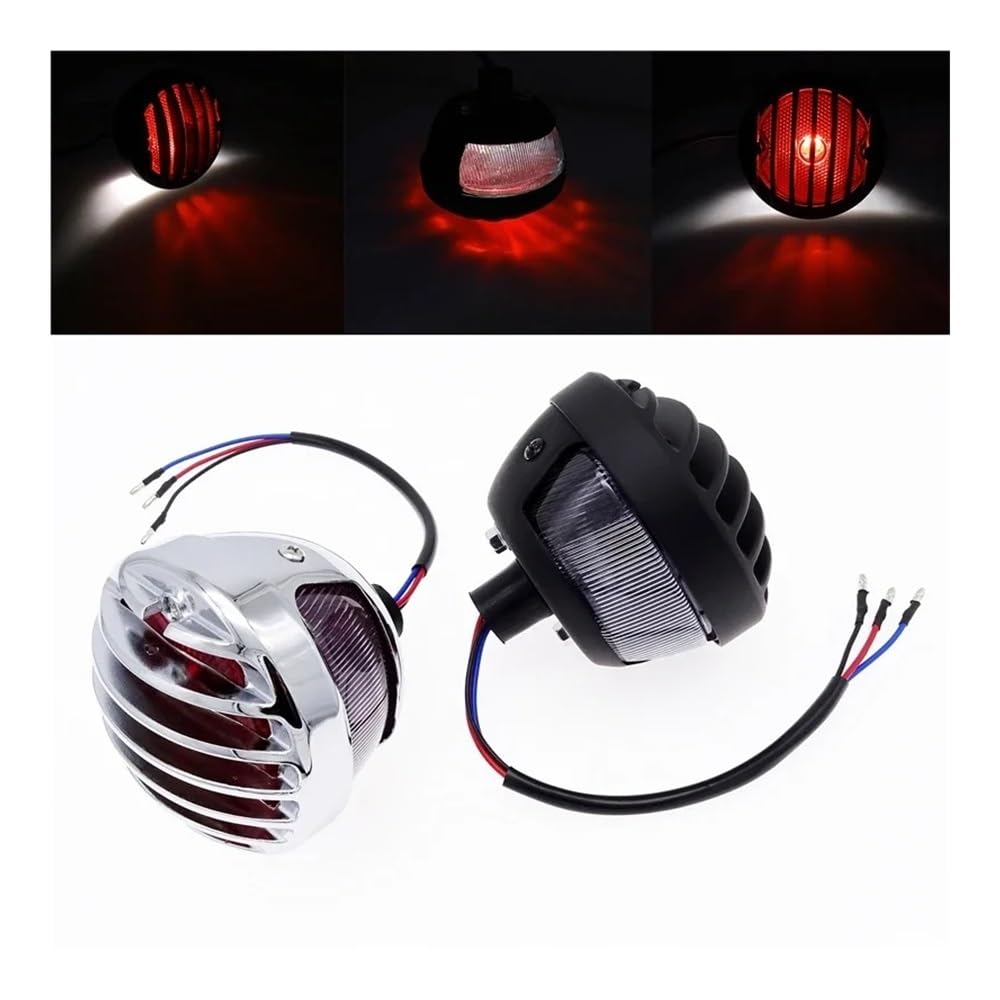 Generique Moto Arrière Lampe Feu Arrière LED Pour Motos, De Plaque D'immatriculation Universel Pour Bobber Chopper Rat, Personnalisé