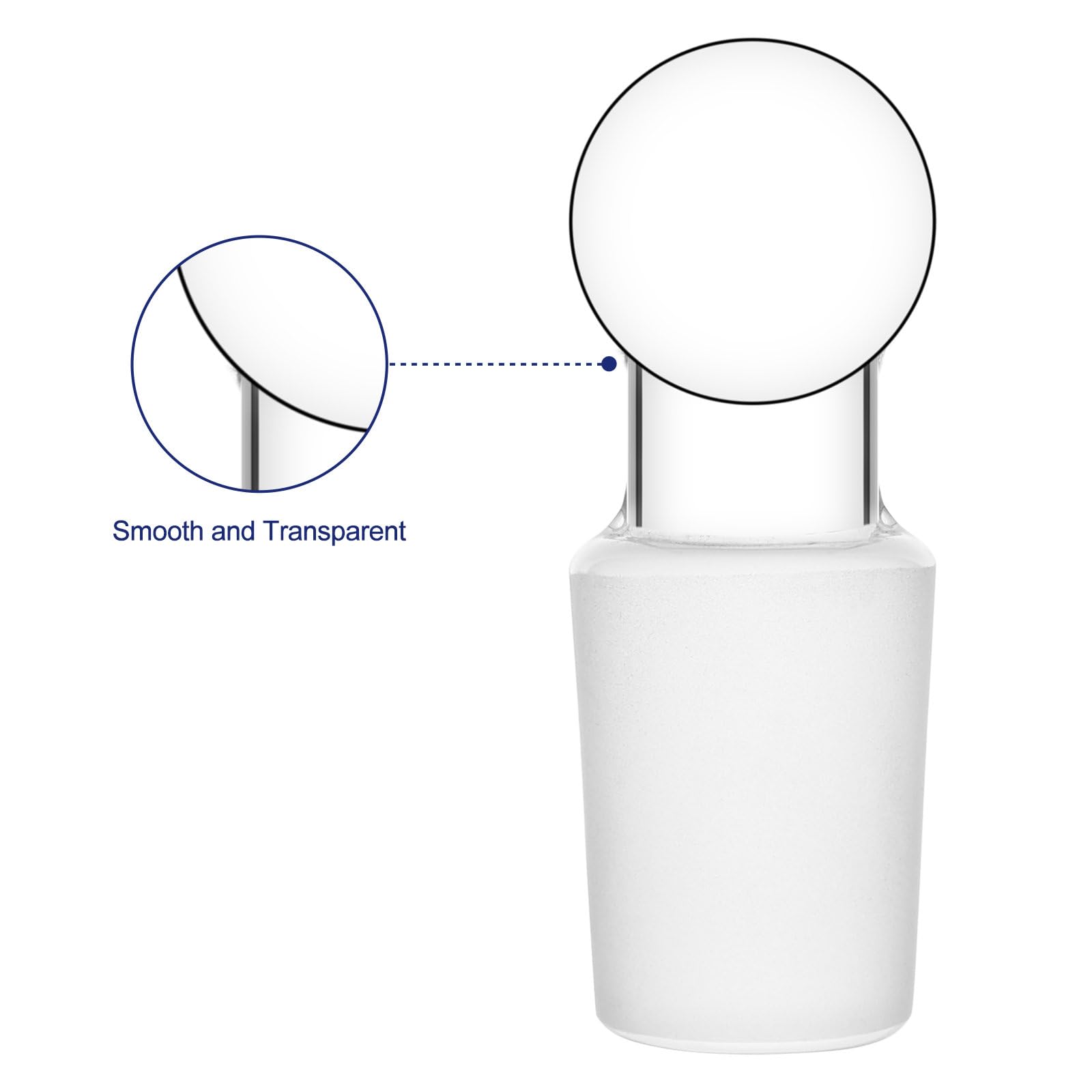 Labasics Bouchons Pleins en Verre, Bouchons en Verre Borosilicate, Fermeture Hermétique pour Fiole, Entonnoirs de Séparation et Verrerie de Laboratoire, Lot de 5, Rodage Extérieur 19/22