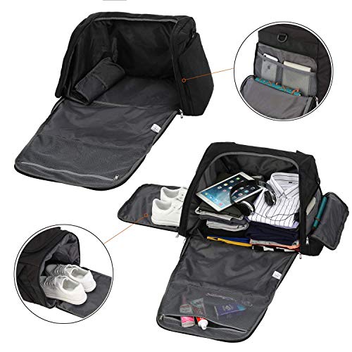 Gonex 60L Travel Duffel Bag Gym Bag Sports Duffle Bag Carry on Weekender Bag Luggage Duffel for Men Women for Hiking Camping Travelling Cycling with Shoe Compartment Black