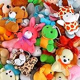 YeoNational&Toys Püschtier Kuscheltier 32 Stück kleine Tiere Schlüsselanhänger Kinderparty Spielzeug Set Geschenk für Jungen Mädchen Kinder Baby