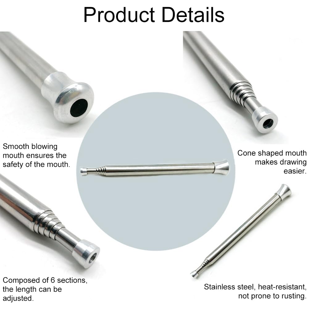 Soffietto Antincendio Portatile, Tubo di Soffiaggio Telescopico, Soffietto Fire Tube Pieghevole in Acciaio, Blow Fire Tube per Campeggio Caminetto Itinerante, Cucinare in Campeggio PIC nic all'aperto