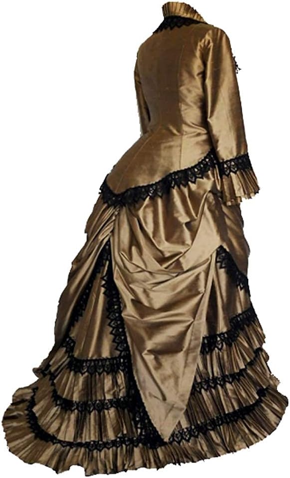 Steampunk Victorian Gothic Cosplay Costume Victorian Bustle Dress Gown Costume Gold Edwardian Dress for Women - Image 3