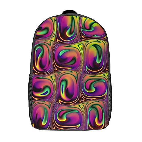 Sac d'école unisexe sac à dos imprimé 3D Square Teen grande capacité 17 pouces tendance