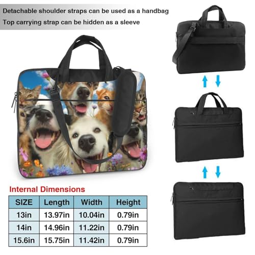 Bolso para portátil impermeable 14 pulgadas happy dogs cats miniatura 4