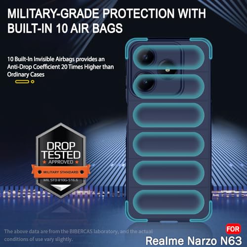 Image of TheGiftKart Liquid Silicon Back Cover Case for Realme C63 / Narzo N63 | Shockproof Military Grade Protection | Micro-Fibre Cloth On Inner Side | Built-in Anti-Slip Grip Back Cover Case (TPU, Blue)