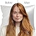 Grace & Company Silky Satin Pillowcase for Hair & Skin, Oeko-Tex Certified Satin Silk Pillowcase with Zipper - Ultra Smooth White Pillowcases Standard Size 20”x26” - Snow
