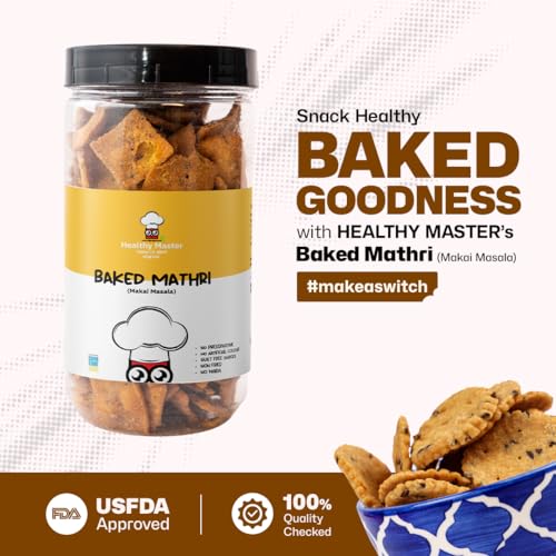 Image of HEALTHY MASTER Vision to serve healthy Baked Makai Masala Mathri 1000G | Rich In Protein | Low Gi Food | Good For Healthy Lifestyle | Powerful Antioxidants | Rich In Vitamins