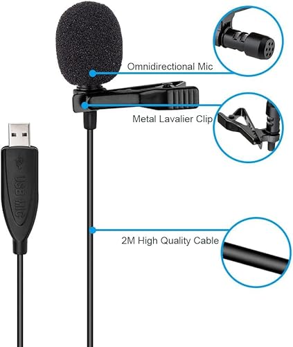 Microphone USB Fyvadio 2m Lavalier Plug & Play pour PC et Gaming - Geekodrome: Boutique d'accessoires geek Matériaux de haute qualité