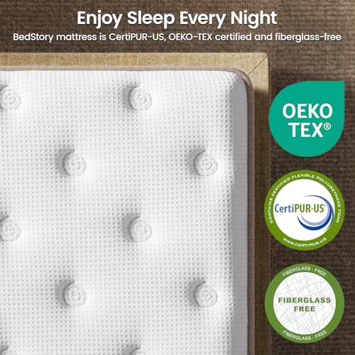 Image of BedStory 14 inch Medium Firm King Mattress, Deep Sleep Hybrid Mattresses in a Box, Zoned Lumbar Support for & Back Pain Relief, Made in USA, CertiPUR-US Certified, 365 Night Trial, 10-Year Warranty