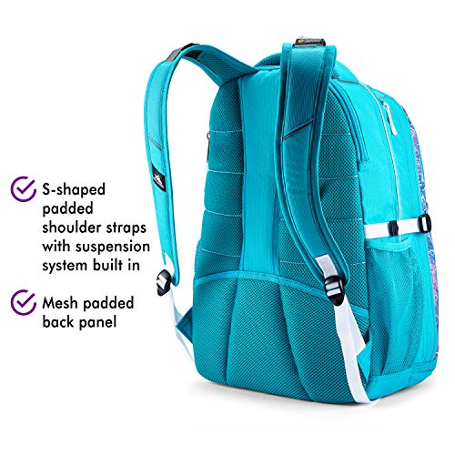 Image of High Sierra Swerve Laptop Backpack, Sequin Facets /Bluebird /White, One Size