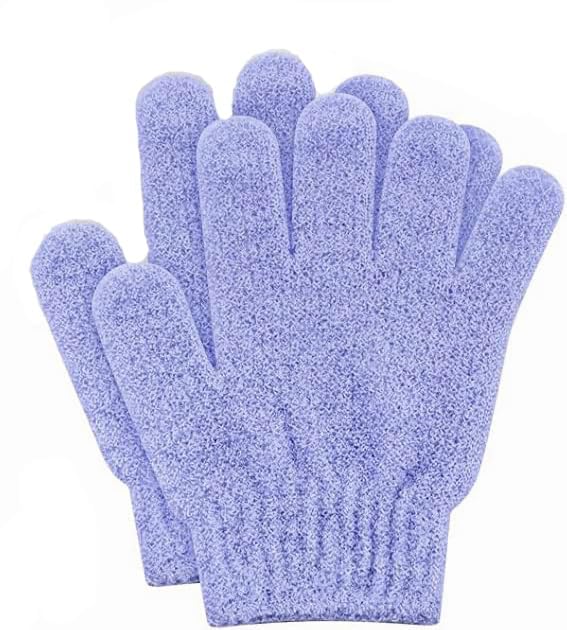 INOVERA(LABEL) 2 Pieces Exfoliating Bathing Hand Gloves for Womens & Mens - Dead Skin Body Scrubbing | dual-Sided Cleaning Bath Glove (Purple)