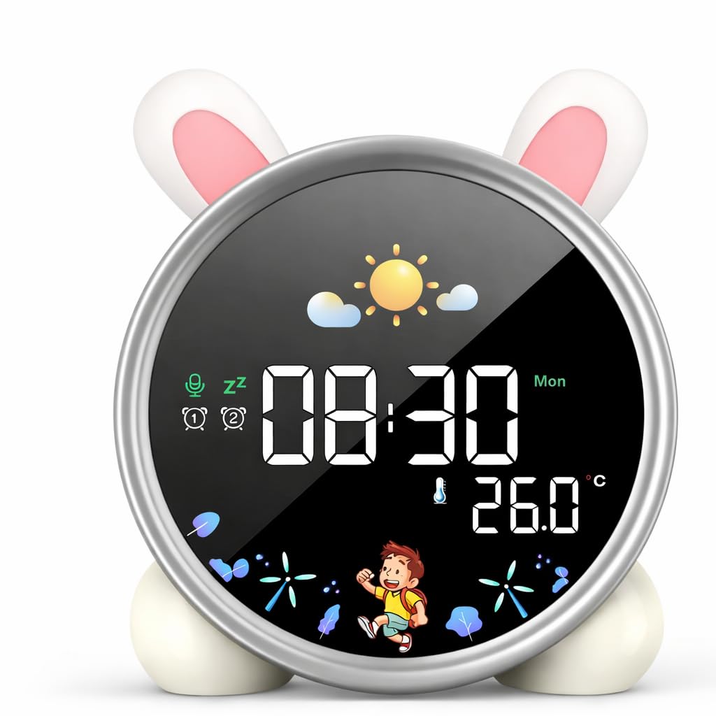 Réveil enfant éducatif jour nuit LED avec lampe tactile lapin