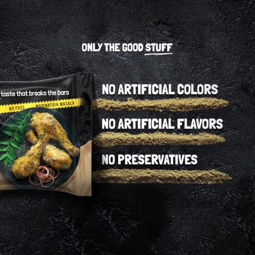 Image of KILRR Chicken Marination Masala - Saza-e-KaaliMirch | Pack of 4 (Marinates 250g Chicken per Pack) | 1- Min Marinade for Tikka, Tandoori Chicken | Just Add Water & Oil | All-Natural, No Preservatives or Additives