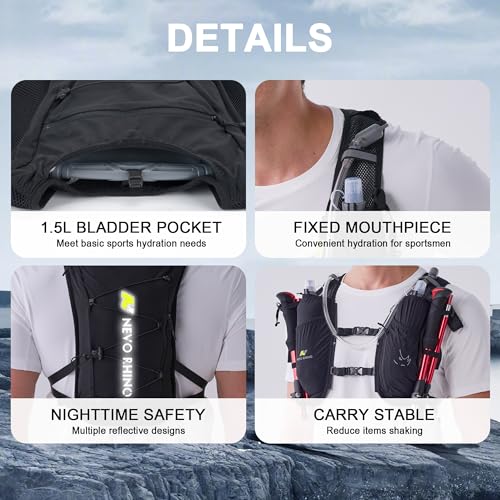 Image of N NEVO RHINO 5.5L Running Vest for Women Men, Lightweight Hydration Vest with 1.5L Water Bladder, Breathable Water Backpack for Hiking Marathon Running