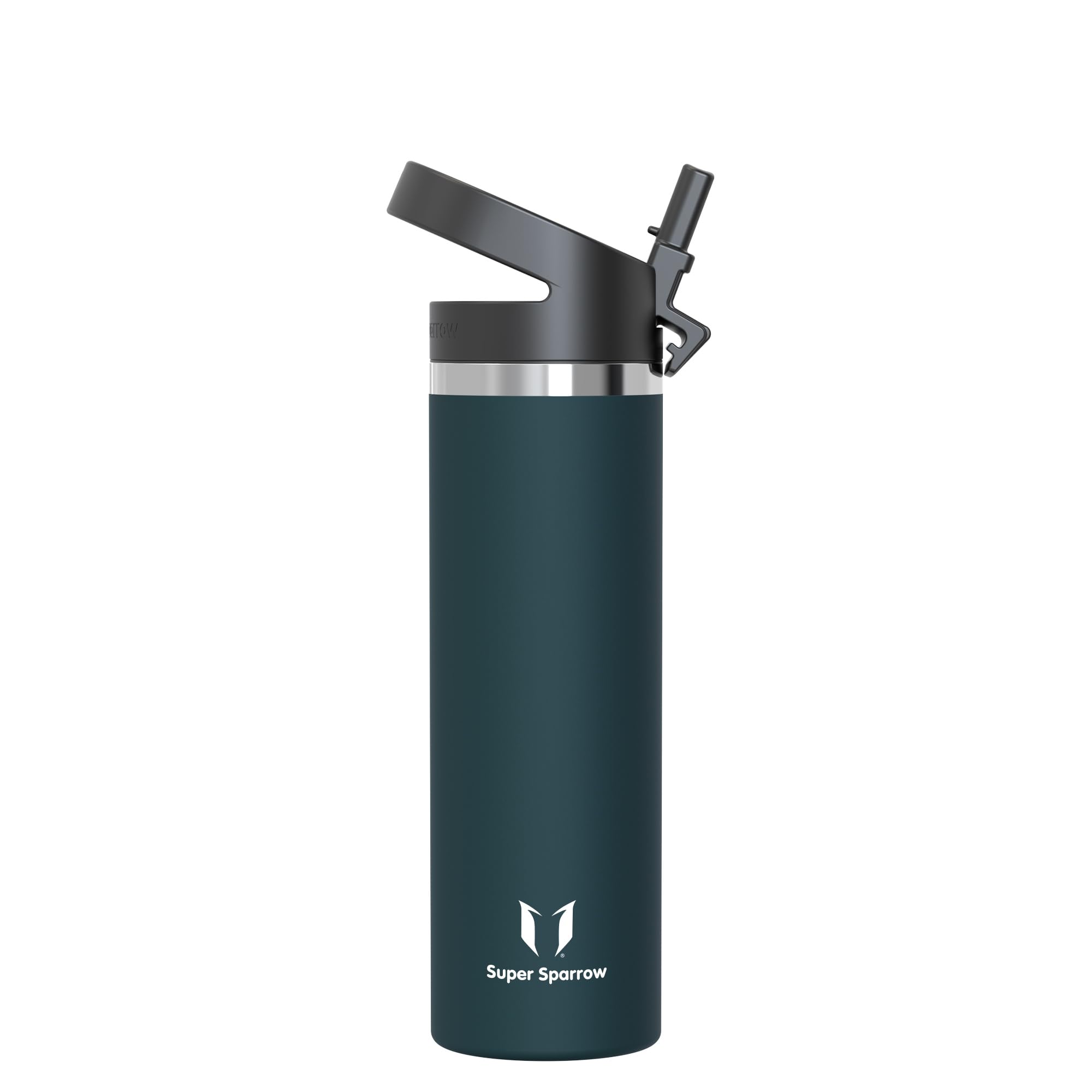 Super Sparrow Water Bottle Insulated - 750ml - Wide Mouth Metal Bottle - Wide Mouth SwivelSip Flask - BPA Free, Leak Proof - Ergonomic Straw Water Bottles for Work, Gym, Travel, Sports