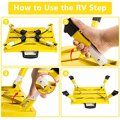 image for Homeon Wheels RV Steps Portable Foldable RV Steps Anti-Slip Surface wi