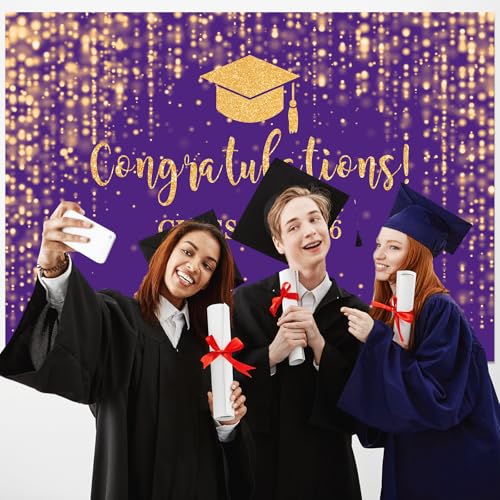 Fondo de graduación Mocsicka 10x7ft púrpura y dorado miniatura 7
