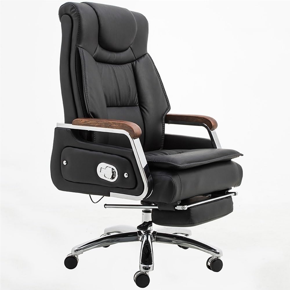 HTTGDGDH Ergonomic High Back Black Leather Executive Office Chair - Swivel Chair For Home & Business Comfortable Supportive Task Chair For Work Study & Gaming,Negro