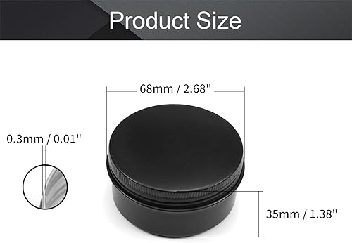 Vista 70 de Othmro Latas redondas de aluminio para tapas de metal, con tapa de rosca de 2.0 fl oz/2 onzas, 2.677 x 0.984 in (D* H) contenedores de aluminio