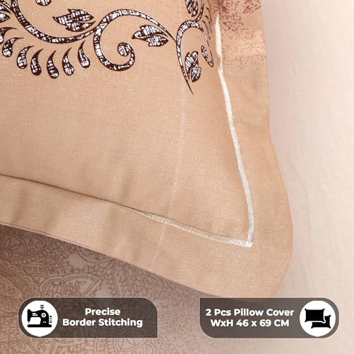 Image of Story@Home Luxe 100% Cotton Sateen Weave Compact Yarn Bedsheet King 108 x 108 Inches Motif 300 TC Soft Flat Sheet with 2 Pillow Covers 18 x 27 Inch -Cocoa Dusk Ombre-Gift Packaging