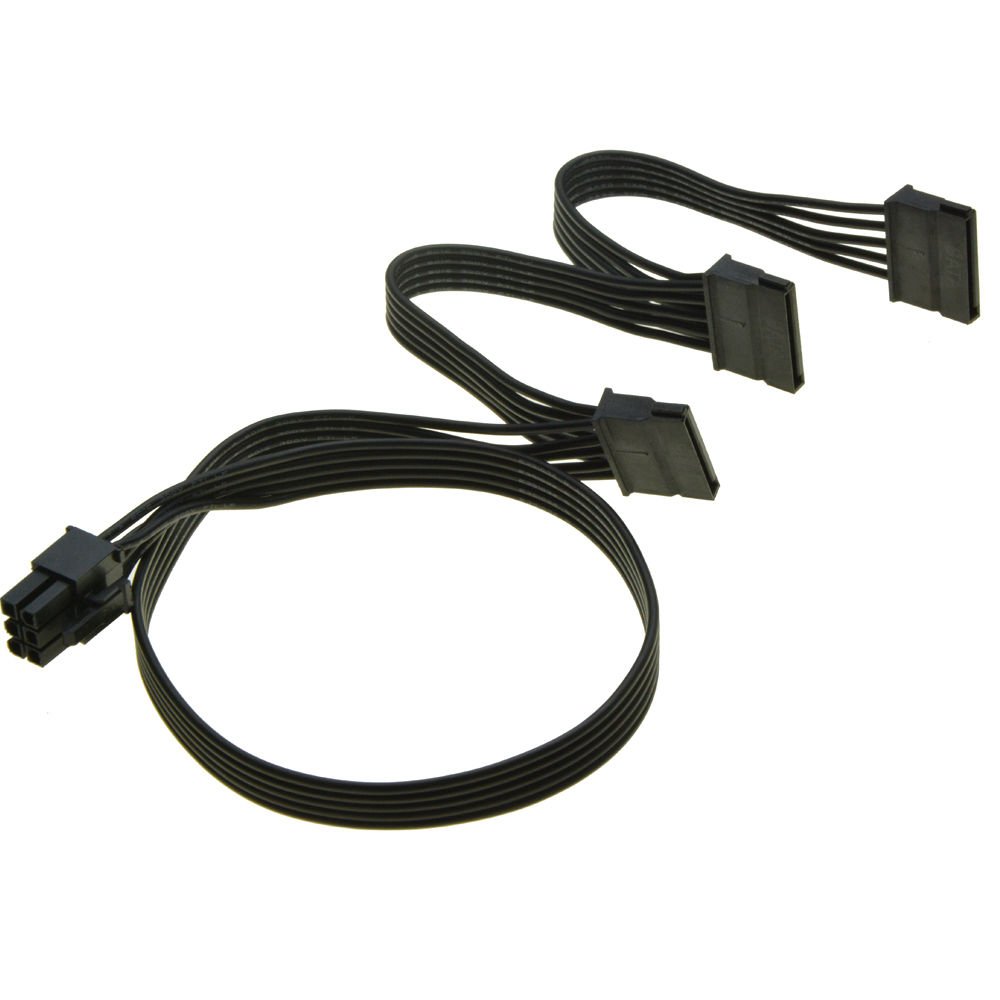 Generic 6Pin Male 1 Port to 3 SATA 15Pin Power Supply Spiltter Cable PCI-E Graphics Card