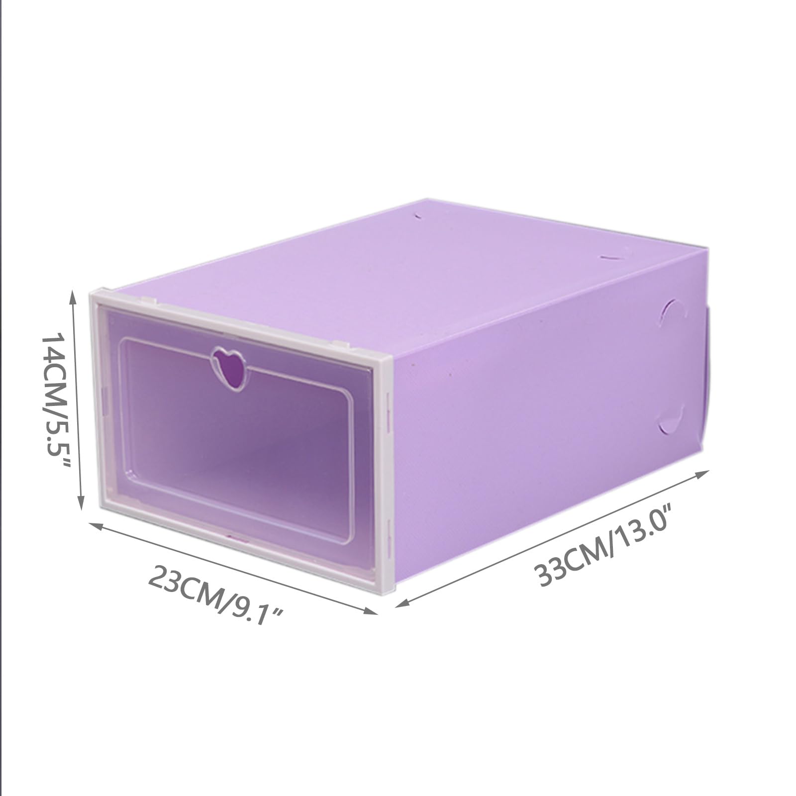 20 cajas para zapatos, apilables, de plástico transparente, cajas de almacenamiento para zapatos, cajas plegables, 33 x 23 x 14 cm, color lila