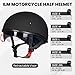 ILM Motorcycle Half Helmet with Sunshield Quick Release Strap Half Face Fit for Cruiser Scooter DOT Approved 883V (Matte Black, X-Large)