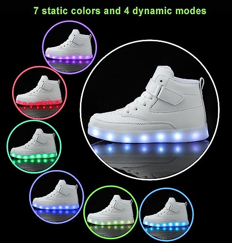 Voovix Unisex Led Shoes Light Up Shoes High Top Sneakers For Women Men White44 thumb #1