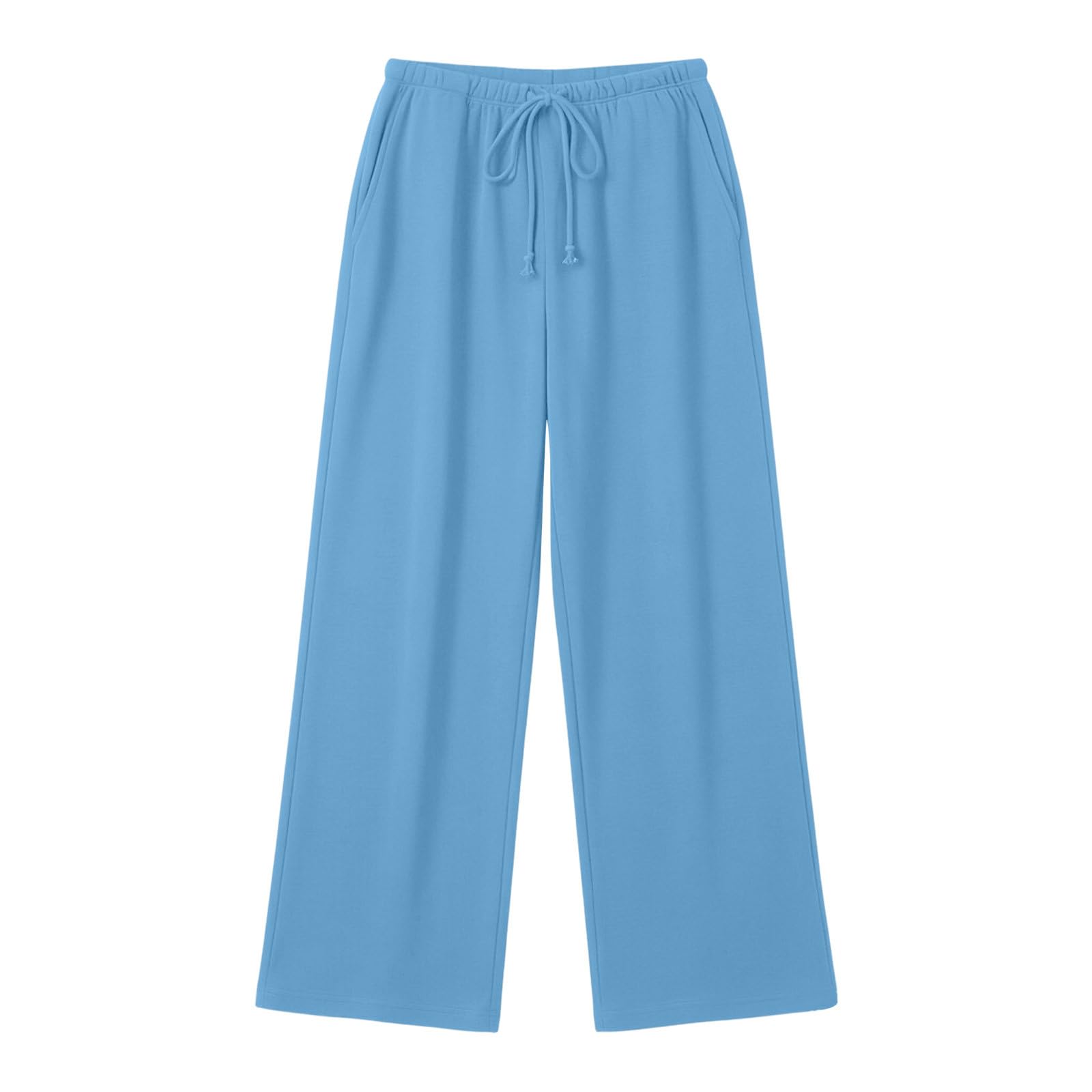 Generico Pantaloni Tuta Donna Pantaloni Lunghi a Vita Alta Pantlone Cotone con Coulisse Regolabile Leggeri e Comodi Pantalone da Corsa con Tasche Tinta Unita Casual Pants Baggy per Yoga e Fitness