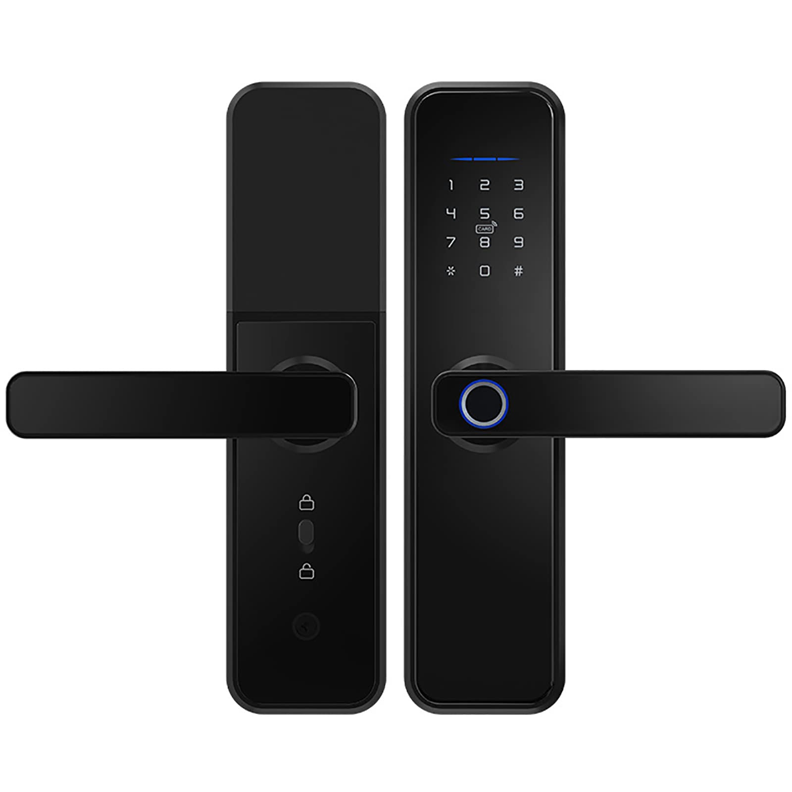 Sdgbcxd Black Smart Door Lock, Biometric Fingerprint Door Lock, Keyless Entry Electronic With Handle, Code With Keypad, App Control, Ic Card