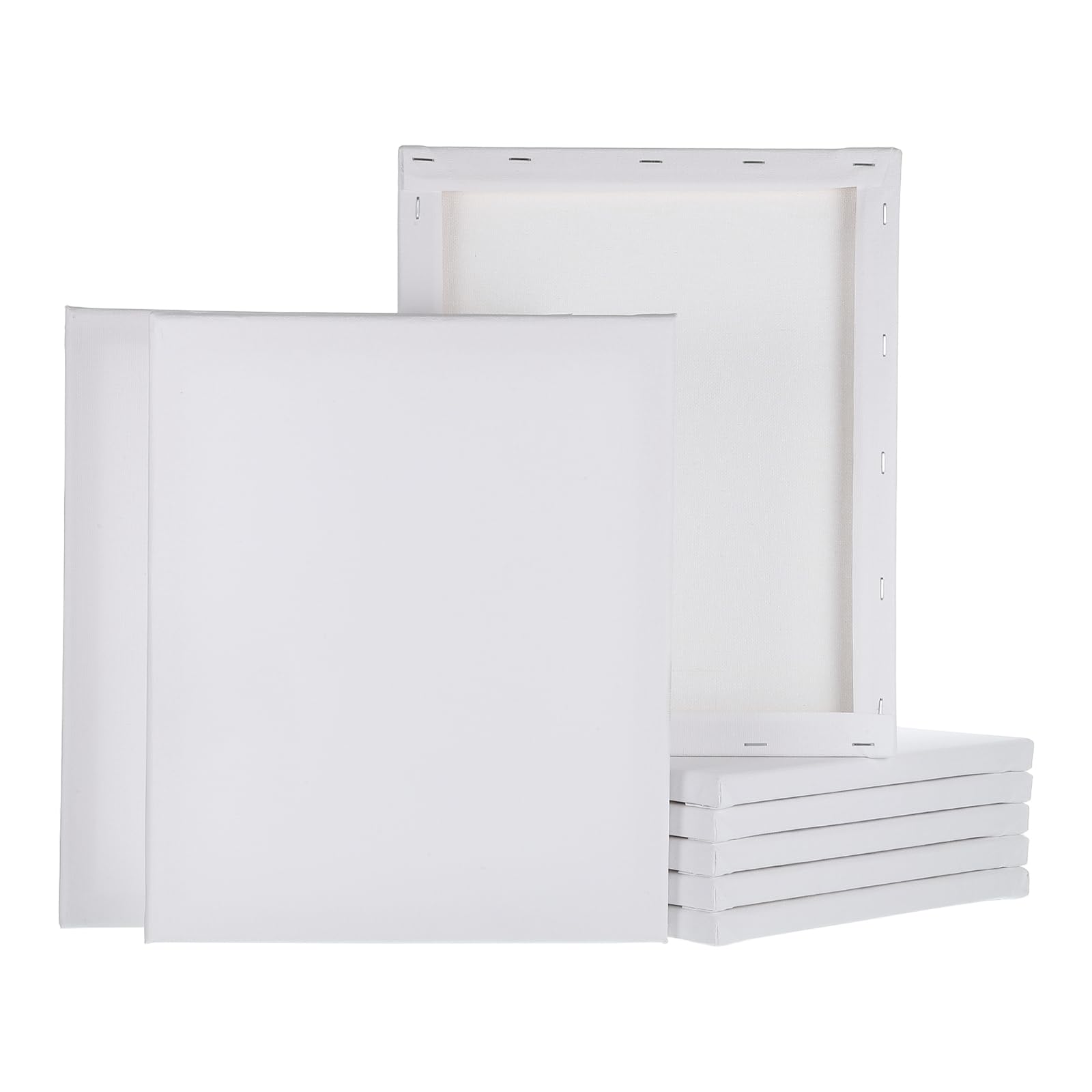 sourcing map 8 Pcs Stretched Canvas for Painting, 10 x 12 Inch Blank Artist Boards 4/5 Inch Profile Cotton Canvas Panels for Beginners Professionals,White