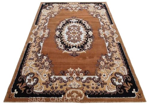 Image of Soft Thick Geometric Acrylic Washable Anti Skid Carpet. for Living Room Bedroom. Hall Size 9 x 12 feet (150X210 Cm) Gold D17