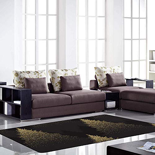 Tapis de salon résistant Ruchen imprimé sapins dorés 72x48 pouces - 4