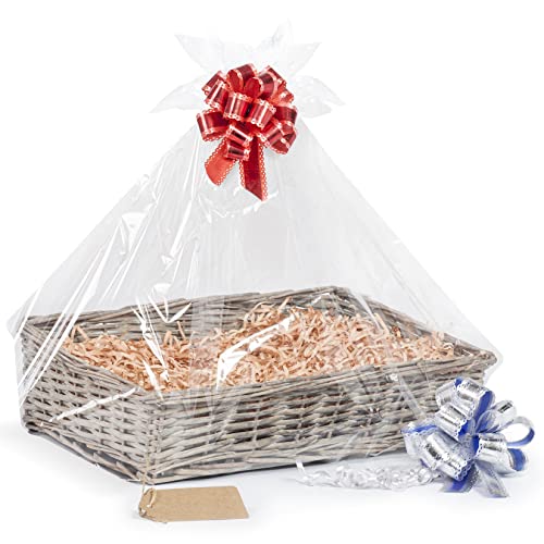 Woodluv Create Your Own - Wicker Gift Hamper Basket Kit Christmas Presents Christening Wedding Baby Shower or Birthday Gift - Grey
